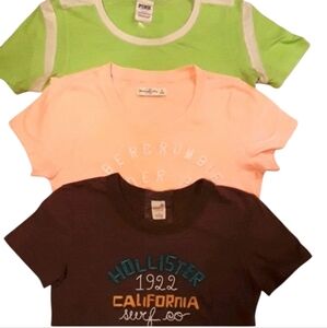 Pink, Abercrombie & Fitch, Hollister Shortsleeve Logo Tops. Womens Size: Small.